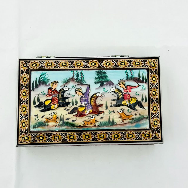 جعبه خاتم کاری استخونی مدل چوگان 10در16