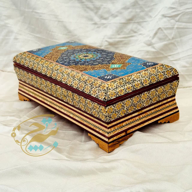 جعبه دستمال کاغذی و جاقاشقی خاتم کاری اسلیمی