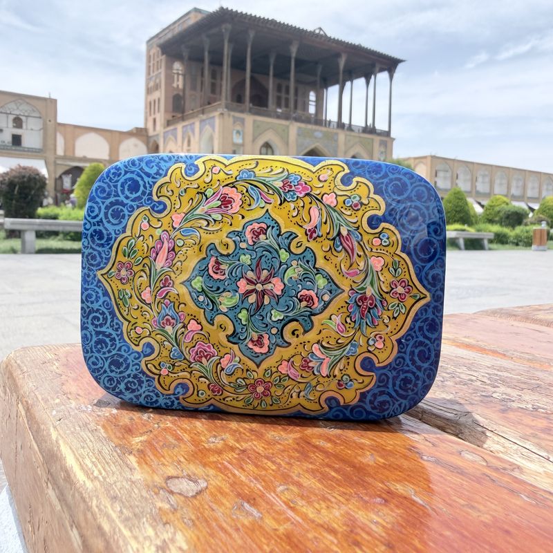 جعبه خاتم کاری جاکارتی کشویی مدل مینیاتور اسلیمی 5