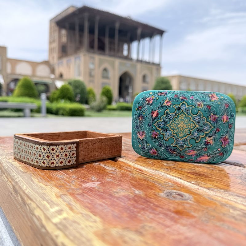 جعبه خاتم کاری جاکارتی کشویی مدل مینیاتور اسلیمی 6