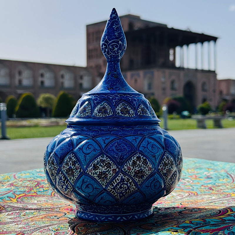 قندان مسی میناکاری اصفهان 20سانتی