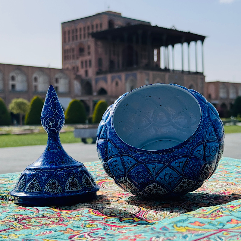 قندان مسی میناکاری اصفهان 20سانتی