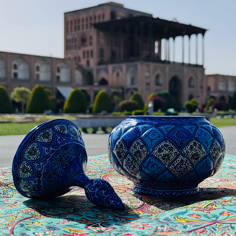 قندان مسی میناکاری اصفهان 20سانتی