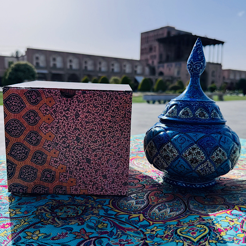 قندان مسی میناکاری اصفهان 20سانتی