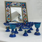 ست هفت سین میناکاری مسی مدل پایه دار آبی - Image 9