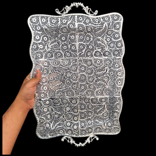 ظروف ملیله کاری سینی پروانه دال بری - Image 2