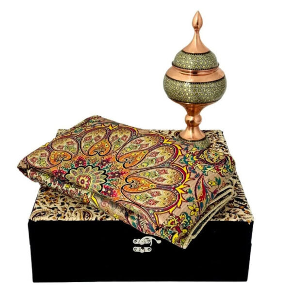ست هدیه هدیه اداری ترمه و شکلات خوری مس و خاتم - Image 6