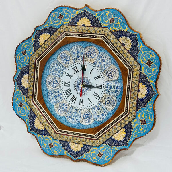 ساعت خاتم کاری با صفحه میناکاری تذهیب آبی - Image 2