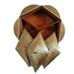 شکلات خوری خاتم کاری سه درب مدل سیمی طرح گلی شش ضلعی سایز 23در23 - Image 2