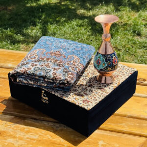 ست هدیه اداری ترمه و گلدان مسی پرداز 20 با جعبه قلمکاری