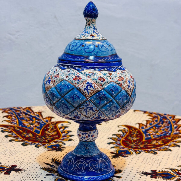 شکلات خوری پایه دار میناکاری روی مس - Image 3