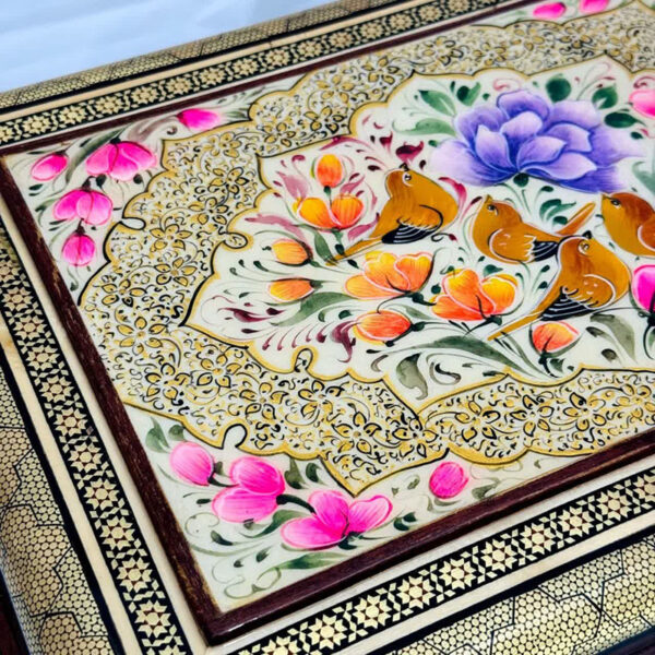 جعبه خاتم مدل سیمی نقاشی گل و بلبل - Image 11