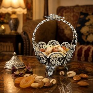 ظروف ملیله کاری کاسه آجیل خوری نقلی لبه گرد زنبیل
