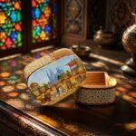 جعبه جاسکه ای خاتم کاری طرح میدان نقش جهان