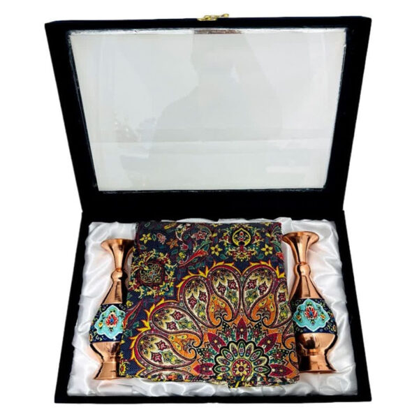 ست هدیه ترمه و گلدان مسی مدل پرداز 20 با جعبه - Image 6