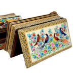 جعبه دستمال کاغذی و جاقاشقی خاتم کاری گل و بلبل - Image 10