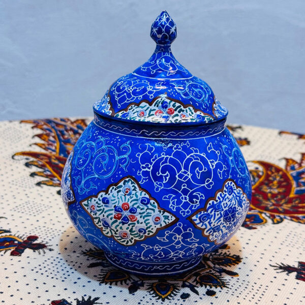 قندان میناکاری مسی به همراه پلکسی مشبک - Image 2