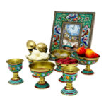 ست هفت سین میناکاری طرح برجسته سبز فیروزه ای - Image 3