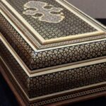 جعبه دستمال کاغذی و کارد و چنگال خاتم کاری کهکشانی - Image 3