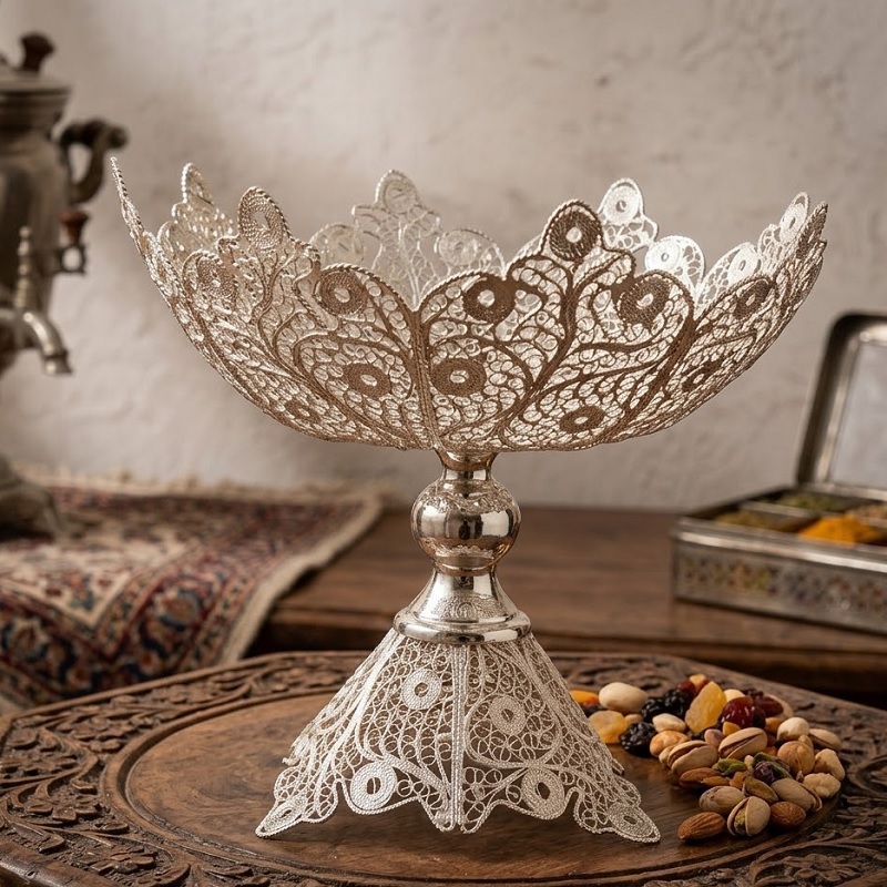 332344.jpg ظروف ملیله کاری آجیل خوری سلطنتی 20 - Image 1