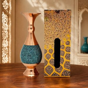 گلدان فیروزه کوبی 20 سانتی با جعبه سنتی