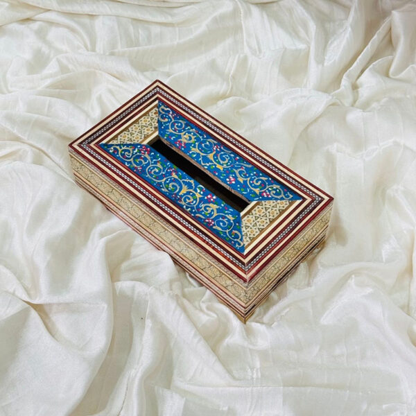 جعبه دستمال کاغذی خاتم چوبی نقاشی تذهیب - Image 4
