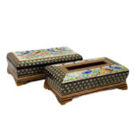 ست جعبه دستمال کاغذی  و جاکاردی خاتم کاری  مدل گل و مرغ اعلا - Image 9