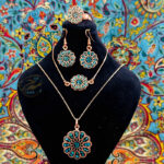 ست زیورآلات مسی فیروزه کوبی مدل 5 - Image 2