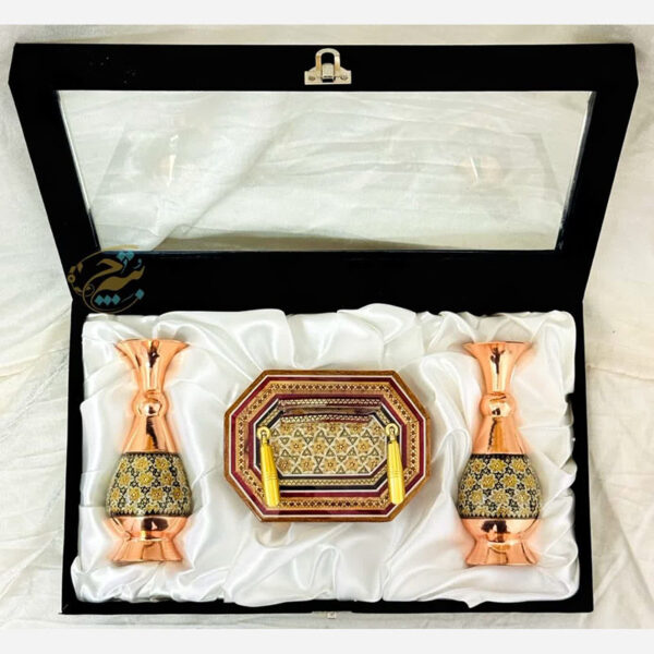 پک هدیه اداری خاتم کاری گلدان و جاخودکاری - Image 2