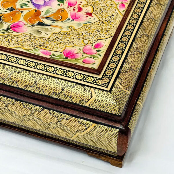 جعبه خاتم مدل سیمی نقاشی گل و بلبل - Image 10