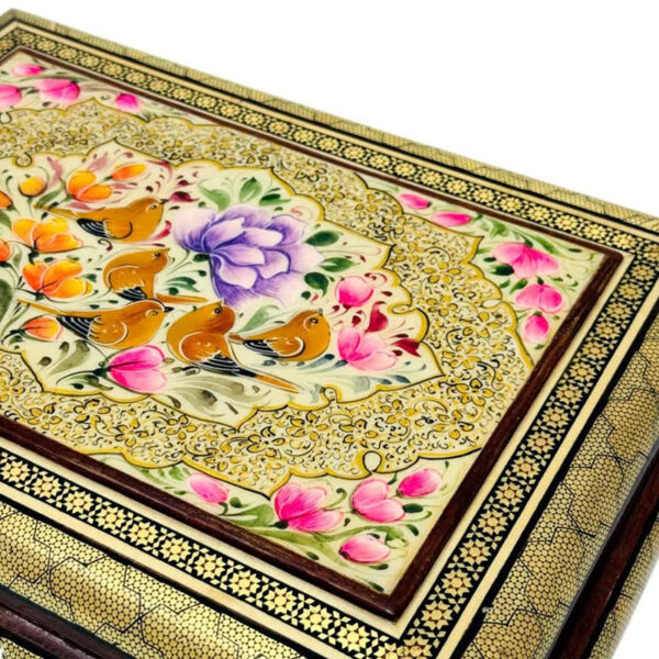 جعبه خاتم مدل سیمی نقاشی گل و بلبل - Image 9