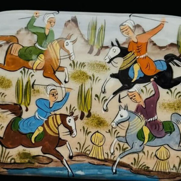 جعبه خاتم کاری چوبی کشویی مدل چوگان - Image 3