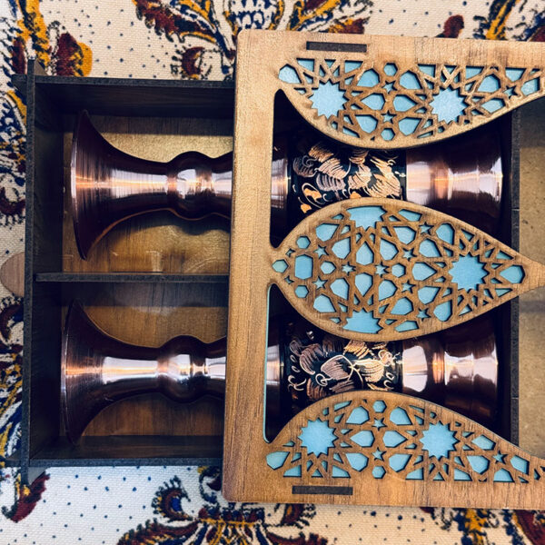 ست هدیه الماس تراش گلدان مسی 16 با جعبه سنتی - Image 7