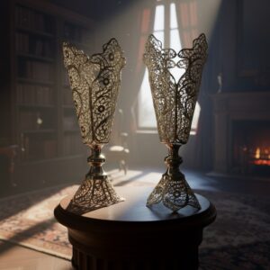 گلدان ملیله کاری مجموعه دو عددی سایز بزرگ 23 سانتی