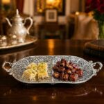 ظروف ملیله کاری سینی بیضی نقلی