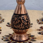 قندان مسی الماس تراش به همراه دوعدد گلدان ۱۶ - Image 3