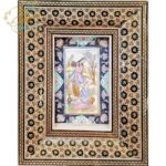 نقاشی مینیاتور  اصفهان با قاب خاتم کاری 16در20