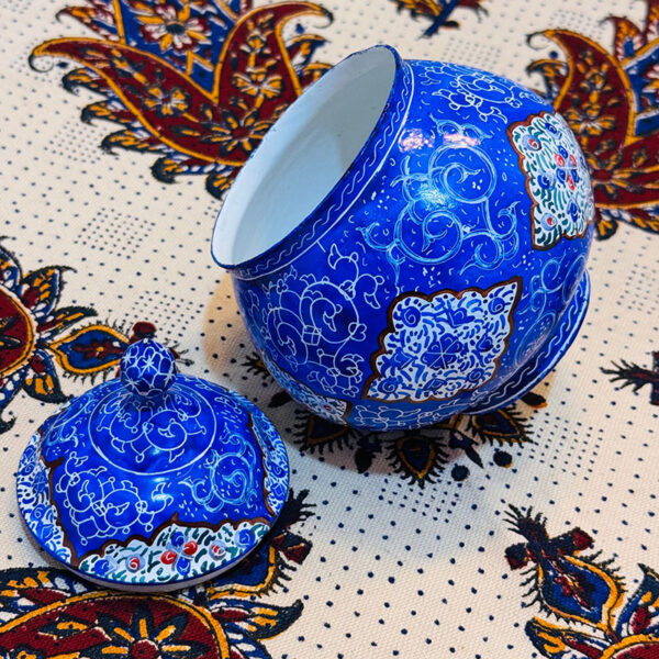 قندان میناکاری مسی به همراه پلکسی مشبک - Image 6