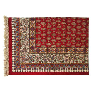 رومیزی قلمکار ممتاز طرح زرشکی سایز 100 در 150