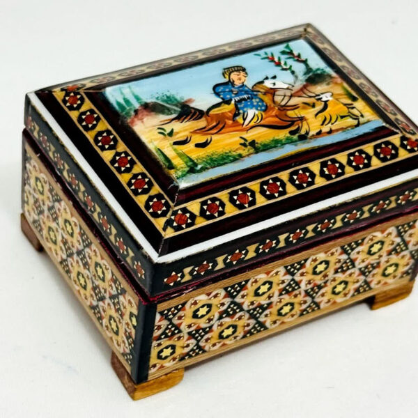 جعبه خاتم کاری استخونی مدل چوگان 6در8 - Image 5