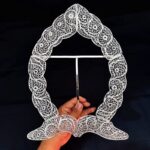 قاب عکس ملیله کاری نقره طرح بیضی سایز معظم - Image 3