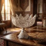 آجیل خوری ملیله کاری نقره مدل اناری نوک تیز