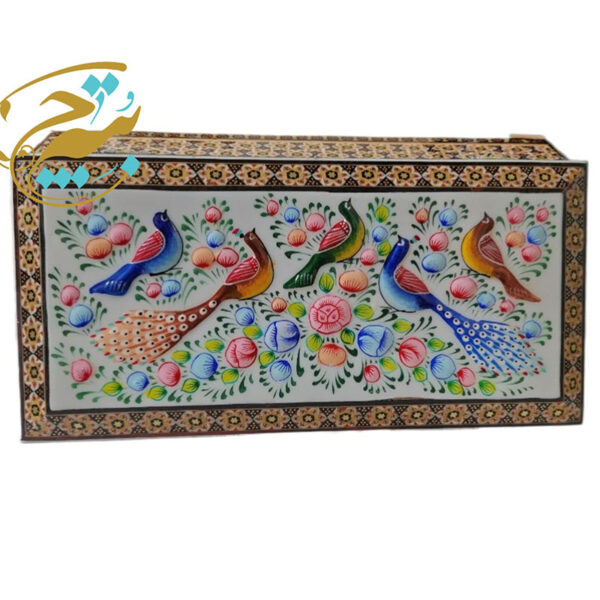 جعبه خاتم کاری 11در21 گل و مرغ - Image 4