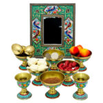 ست هفت سین میناکاری طرح برجسته سبز فیروزه ای