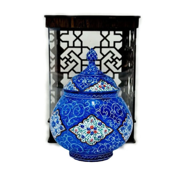 قندان میناکاری مسی به همراه پلکسی مشبک - Image 12