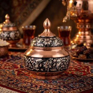قندان مسی الماس نقره 15سانتی متوسط