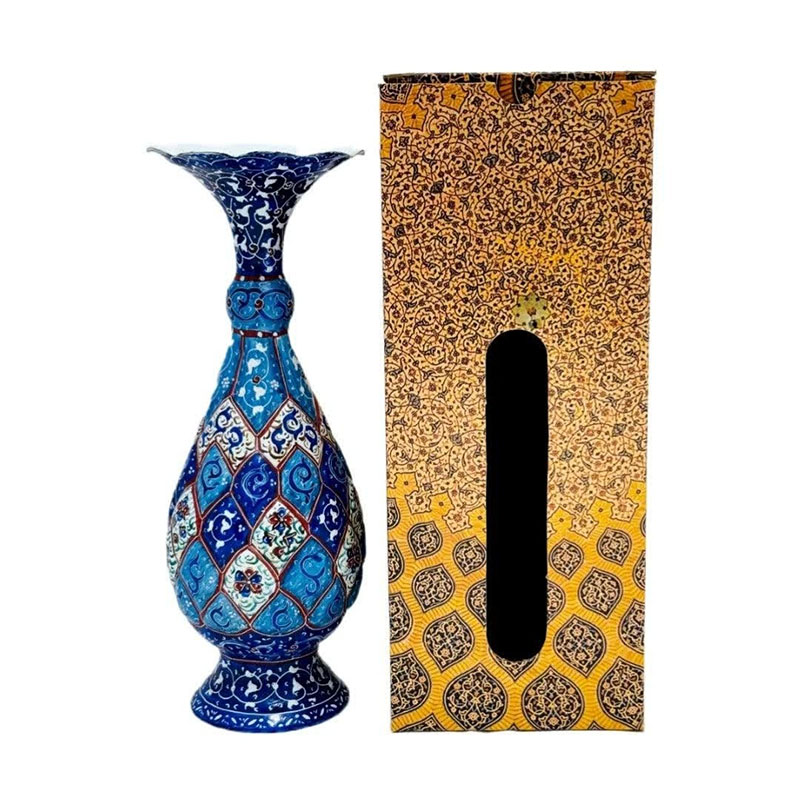 7zGyeK3Cc4b79ARbPwaqbrzx7tr4UDaEfQXc5czOkE1WiDjHIS.jpg گلدان میناکاری 25 سانت با جعبه سنتی - Image 1