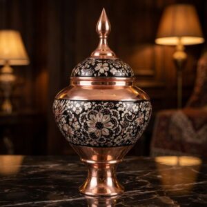 شکلات خوری مسی الماس نقره مدل سیبی 35 سانتی متری