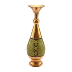 گلدان صراحی مس و خاتم کاری شالدار 30 سانت - Image 2