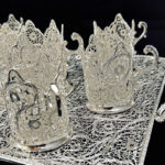 سرویس پذیرایی کلاسیک ملیله کاری (سینی، قندان و چای‌خوری) - Image 8